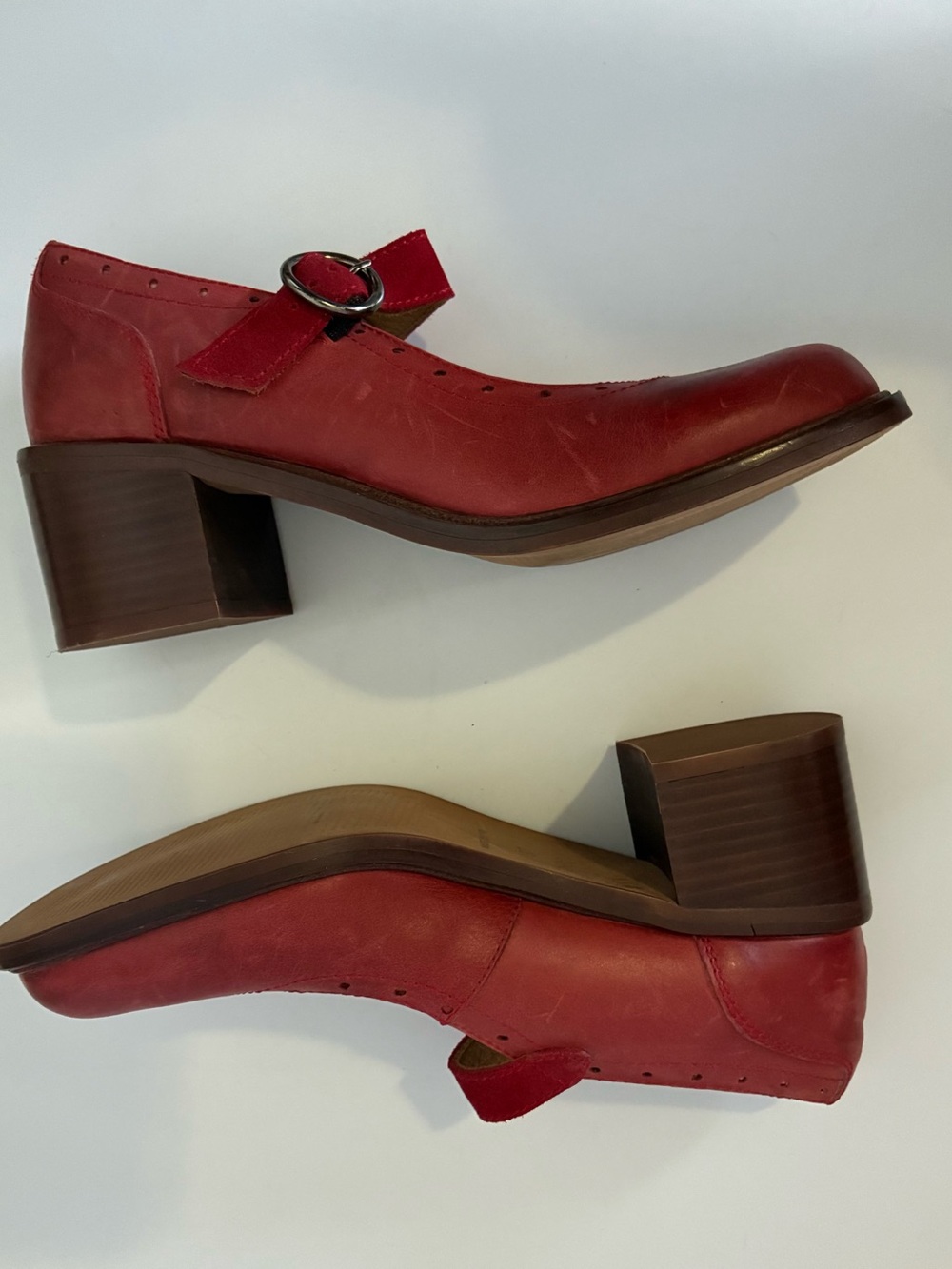 Miz Mooz Red Mary Jane Block Heel Pumps Sz. 37